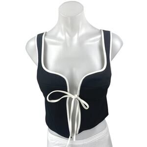 NEW Rumored Black Open Tie Front Sleeveless Cami Camisole Crop Vest Tank Top S